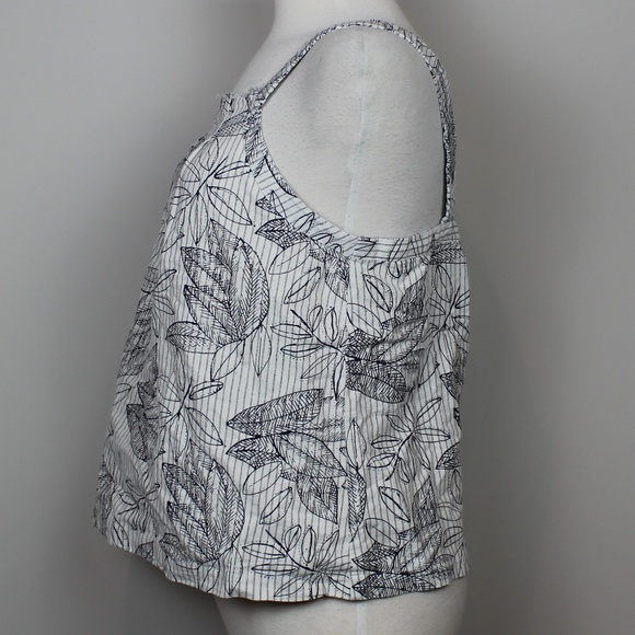 Merona Blue and Navy Striped Tropical Print Square Neck Top - Picture 4 of 6